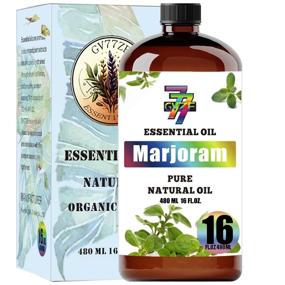 Marjoram Essential Oil - GV77ZF Marjoram Oils for Diffusers, Humidifiers, DIY Candles, Soap, Cleaning, Home, Office, Yoga, Massage, Gifts - 16 fl oz (480 ml)