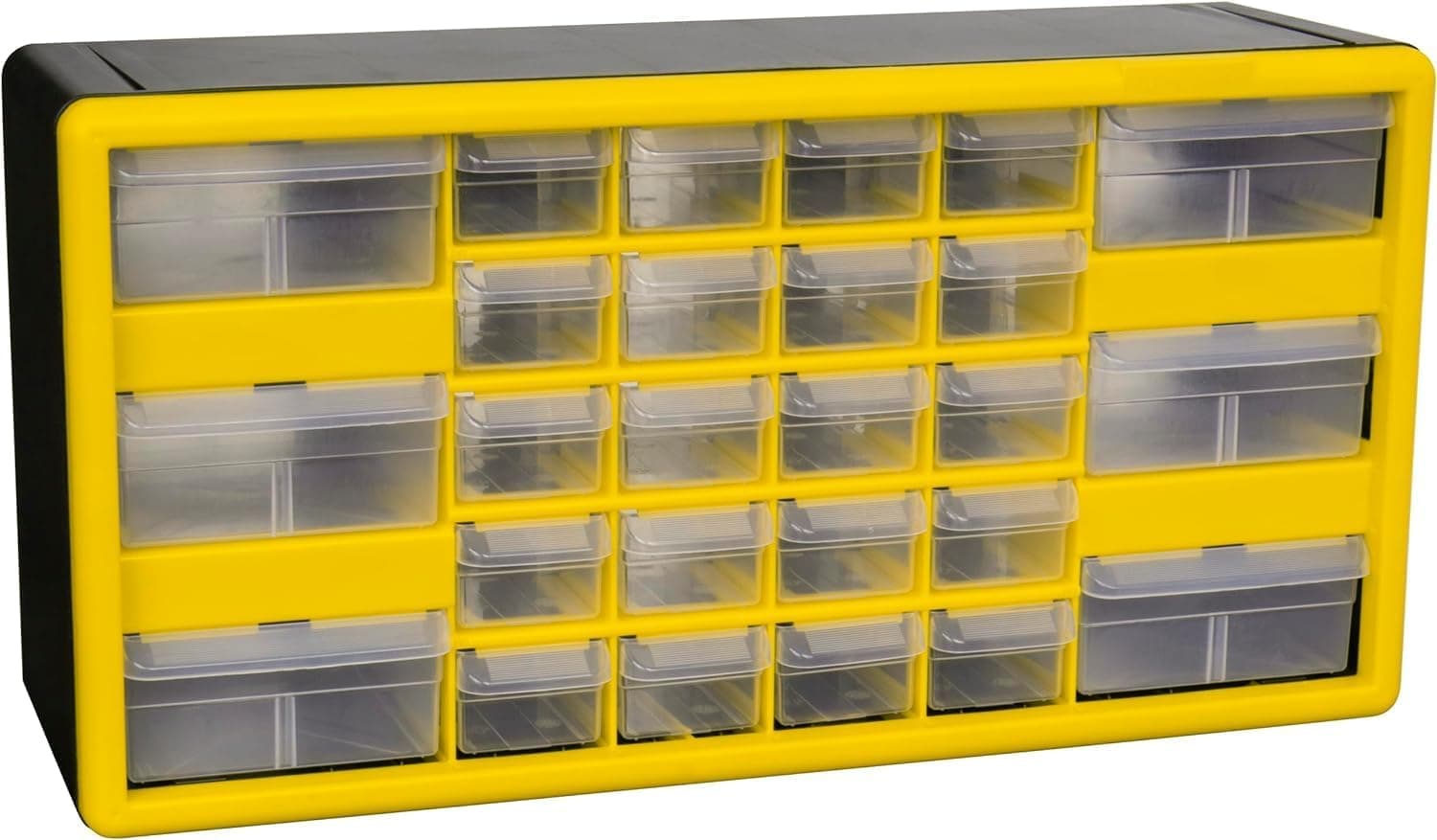 Akro-Mils 10126 26-Drawer Plastic Drawer Storage Cabinet for Garage Organization, Lego Storage, Teacher Toolbox, Makeup Organizer, and More, 50.8 cm W x 15.24 cm D x 25.4 cm H, Yellow