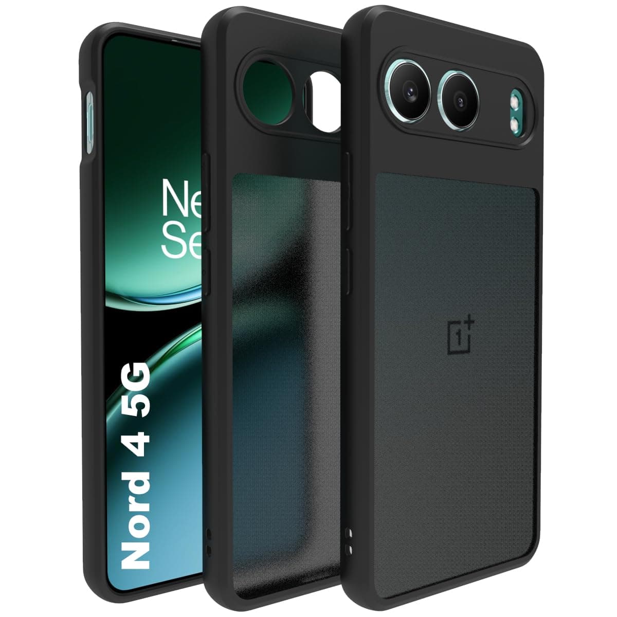 Shockproof Sleek Hybrid Armor Back Cover Case Compatible with OnePlus Nord 4 5G (Smoke Black Matte PC + Black TPU Bumper)