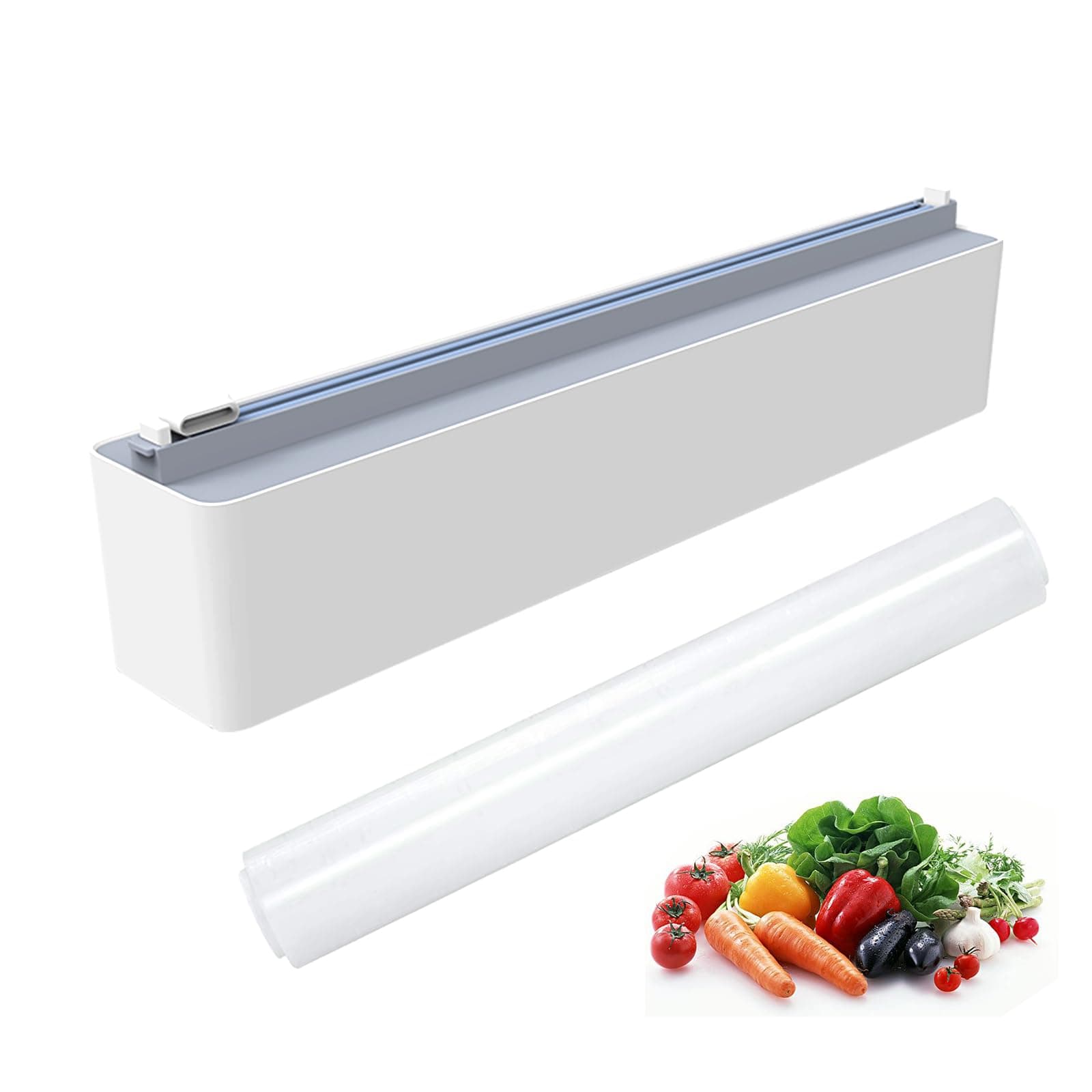 Aluminum Foil & Plastic Wrap Dispenser with Cutter - Refillable, BPA Free Cling Film Included