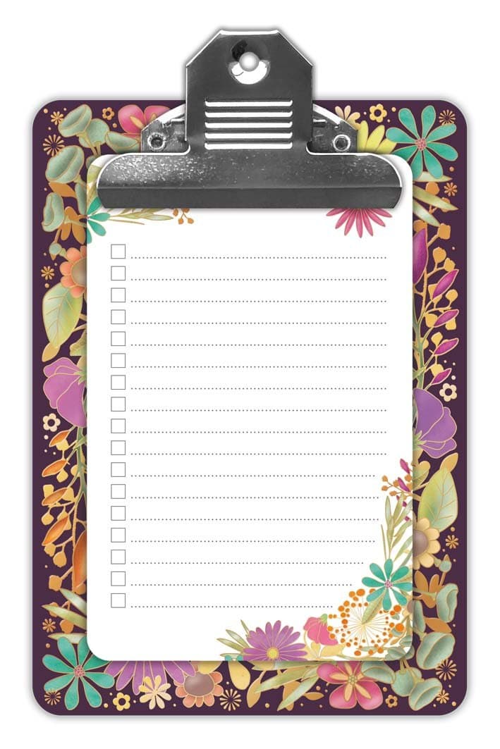 Quire Clipboard with Notepad - Floral Design - 100 Pages - Size 120mm x 170mm