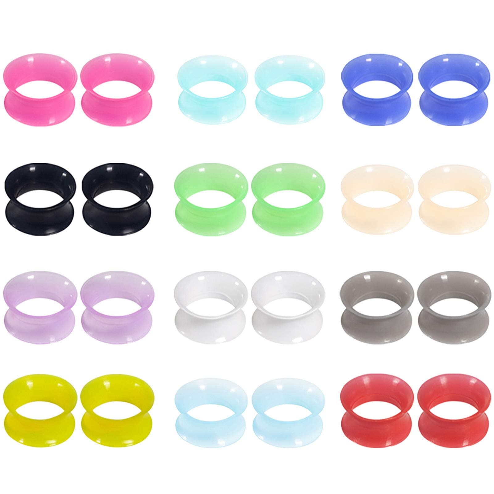 12 Pairs Ultra Thin Soft Silicone Ear Gauges 24 PCS Earring Plugs