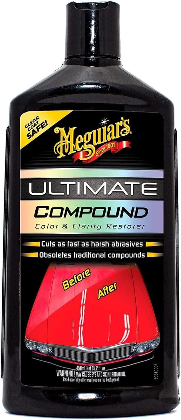 Meguiar's Ultimate Compound Micro Abrasive Technology Quickly Remove Paint Defects Scratches and Swirls Hand Application or DA Polisher, Black