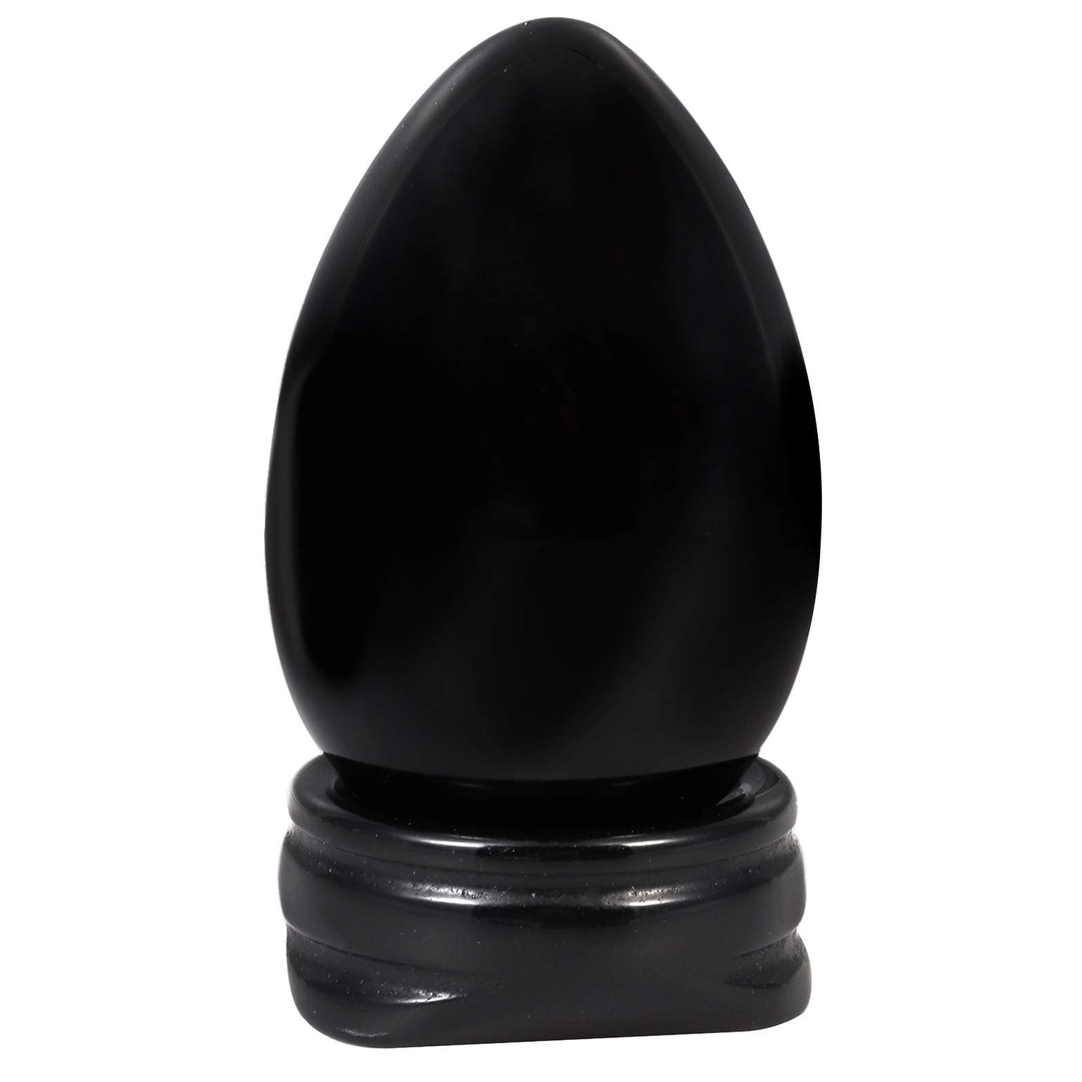 Amogeeli Black Obsidian Crystal Egg Sphere Stone Stand Healing Crystals Stones for Home Decor Meditation Reiki