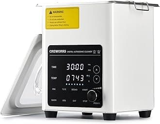 CREWORKS 2L Digital Ultrasonic Cleaner, 60W Quiet Ultrasonic Cleaning Machine with Degas Mode and 7 Oscillation Levels, Professional Ultrasound Cleaner with 3 Modes 100W Heater & Timer for Home Use