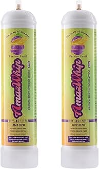 AMAZWHIP 640g 0.95L Passion Fruit Flavor N2O Cream Charger - Passion Fruit Lovers Preferred N2O Cream Charger - Sour and Sweet Passion Fruit, Embracing Hot Summer (640g Passion Fruit, 2 cylinders)