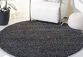 FR Creations Modern Polyester Anti Slip Round Shaggy Fluffy Fur Rug and Carpet for Living Room, Bedroom,Offices, Kitchens(5x5 Feet)-Grey