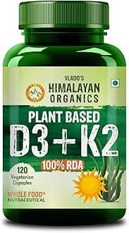 - Vlado’s Himalayan Organics Plant Based Vitamin D3 600iU Supplement | Vitamin D3(Lichen) + K2(Menaquinone Mk7) | Faster Absorption | Boost Immunity | Healthy Bones | Plant Based D3 + K2 Supplement For Men and Women -120 Veg Capsules