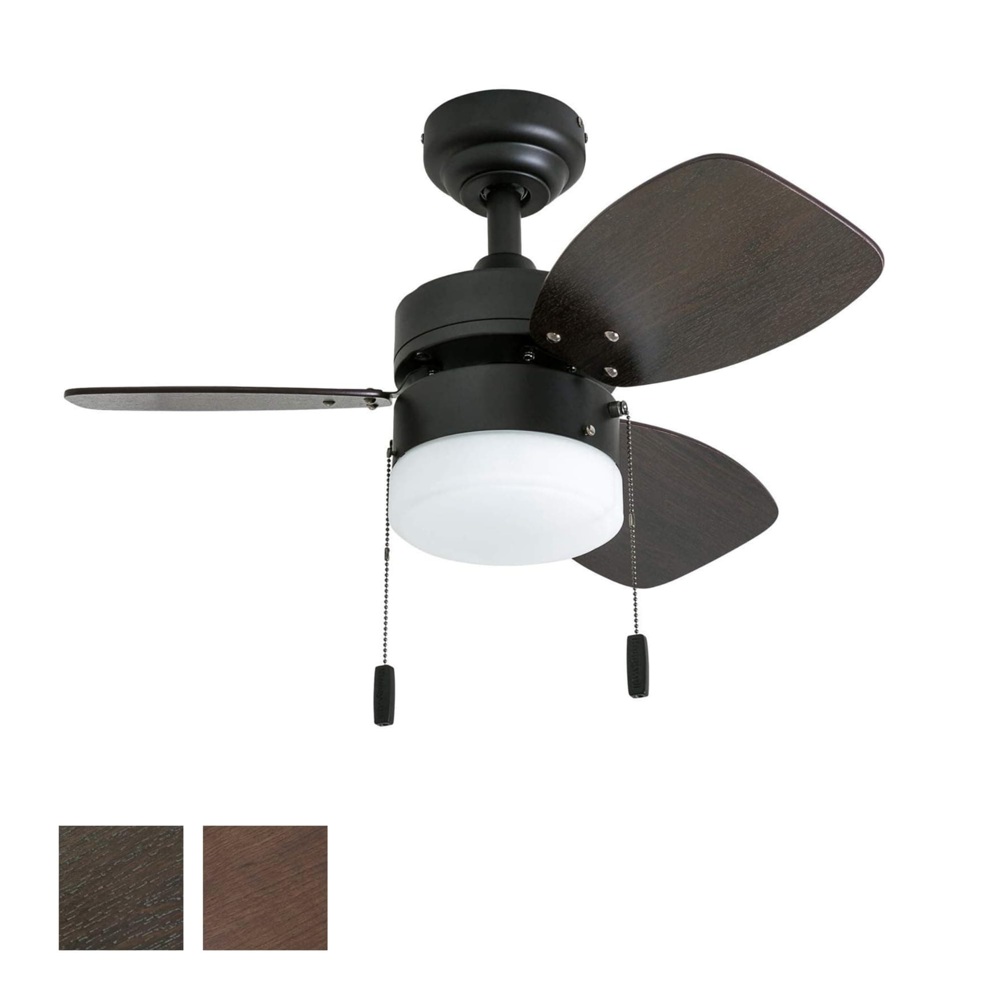 Ceiling Fans Ocean Breeze Modern 30 Inch Ceiling Fan with Light, Pull Chain LED Indoor Fan with 3 Blades, Dark Brown Chestnut and Light Oak Blade Finish Options, Gilded Espresso (50602-01)