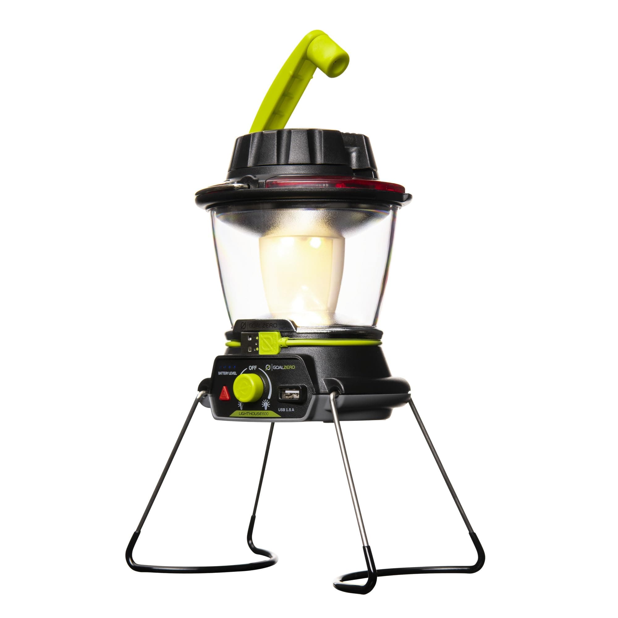 Lighthouse 600 Camping Lantern, Solar Lantern 600 Lumens LED Lantern. Solar Outdoor Lantern Perfect for Camping Gear, Camping Accessories. USB Light Rechargeable Lantern Built-In Hand Crank.