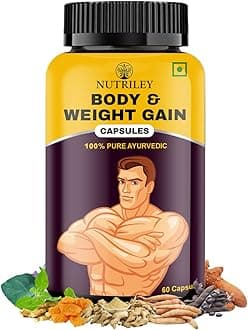 Nutriley Weight Gainer Capsules, Increase Medicine, Badhane Ki Dawai for Men & Women - 60 Capsules (Pack of 1)