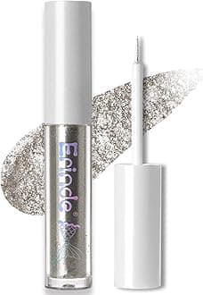 Liquid Glitter Eyeshadow Eyeliner, Metallic Shimmer Glitter Eyeshadow Liner, High Pigment Colored Eyeliner, Waterproof Long Lasting Sparkle Eye Makeup for Women, Star Silver