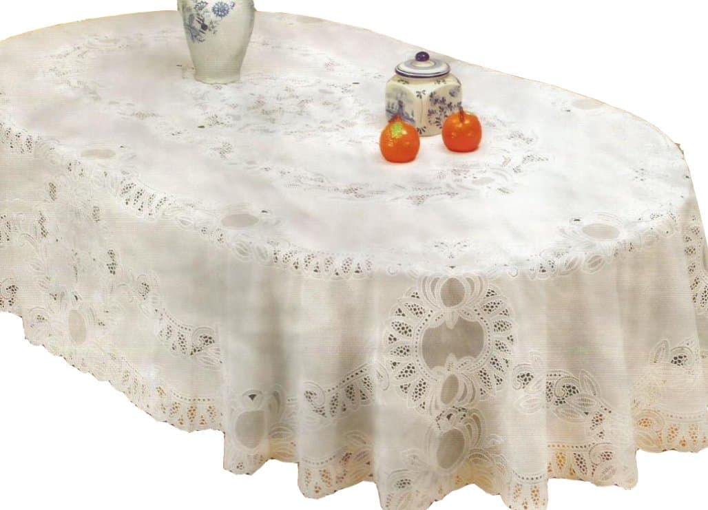 RJ Quality Product Vinyl Crochet Tablecloth, Off White