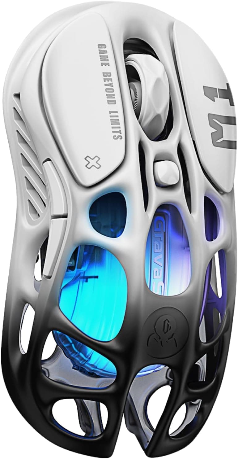 Mercury M1 Pro Gaming Mouse, Lightweight Magnesium Alloy, 26,000 DPI, PAW3395DM Sensor, 5 Programmable Buttons, Support Wired/2.4GHz/BT, Up to 200 Hours Battery Life (Gradient Black)