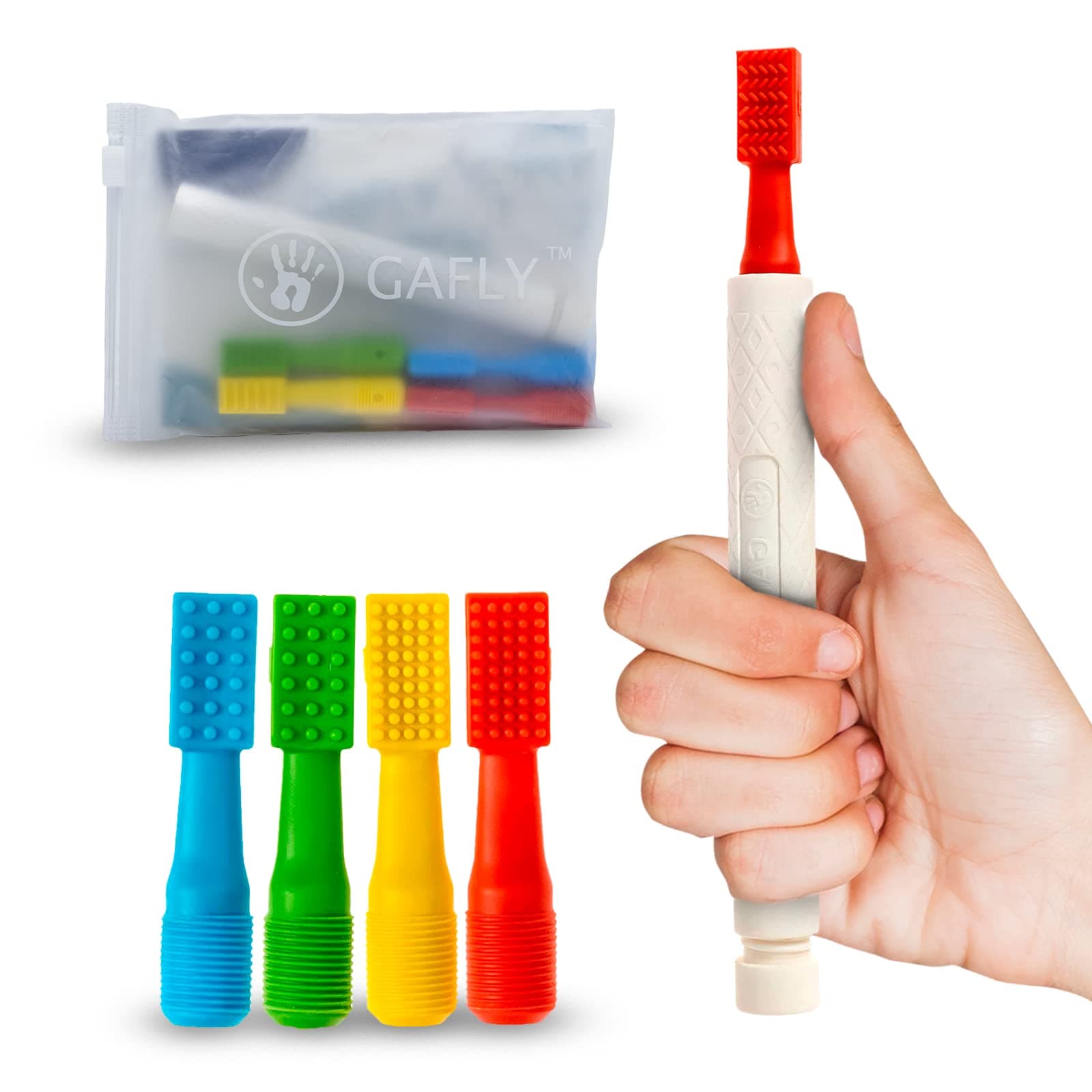 Therapens Oral Motor Therapy Tools Stimulate Speech and Feeding - Chewy Vibe Speech Therapy Toys Help Kids with Sensory Needs Chew & Relax - Oral Stimulator Kit Includes 4 Tips, Storage Pouch