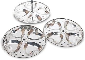LUXURIA Diamond MINI IDLI, Idli, Idiyappam, Pure Stainless Steel Plate Set (Medium Heart Shape Plate, 5)