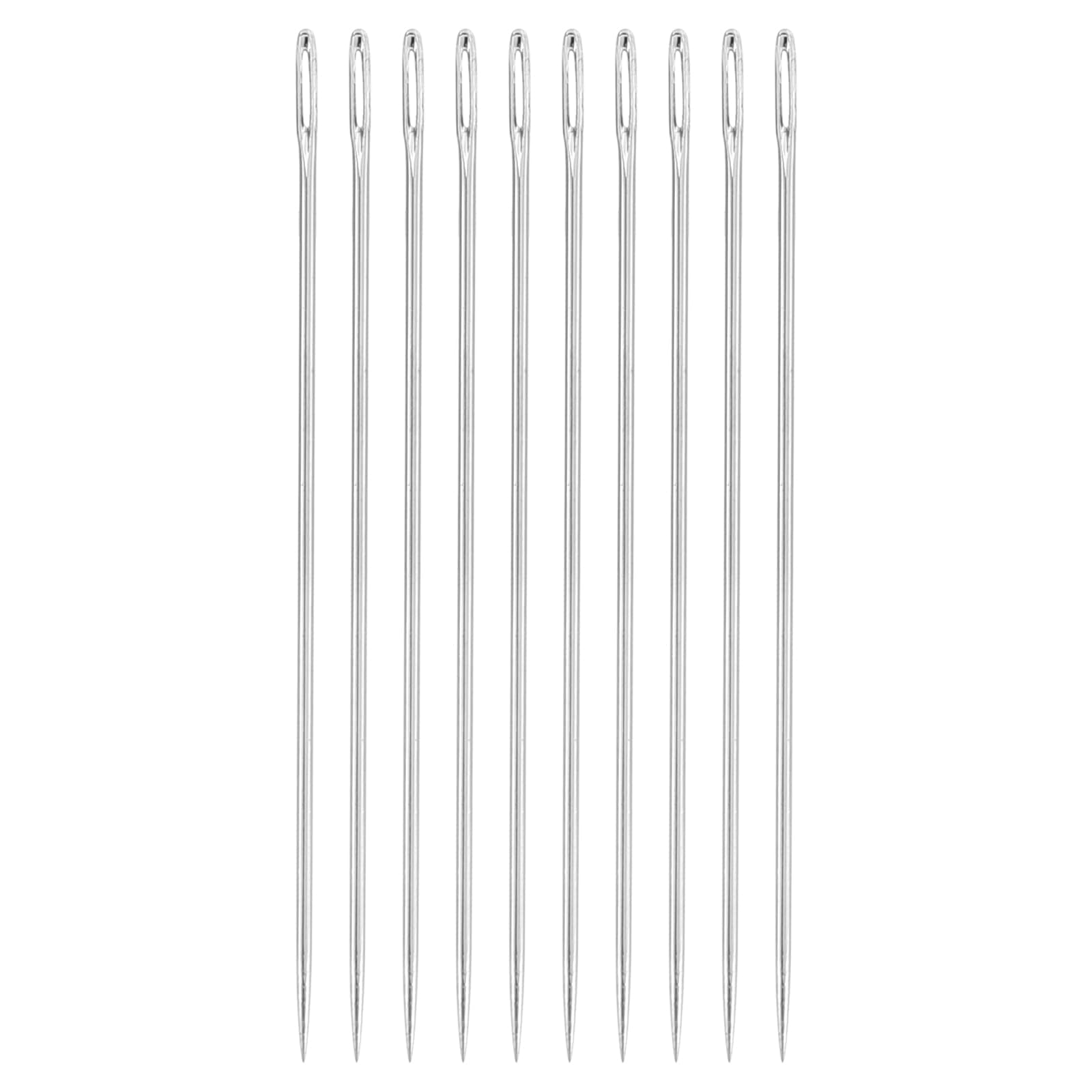 uxcell 50 Pcs Large Eye Sewing Needles, 1.5 Inch 0.6mm High Carbon Iron Embroidery Thread Needle Sewing Big Eye Needle Knitting Needles for Hand Sewing Art Crafts, Silver