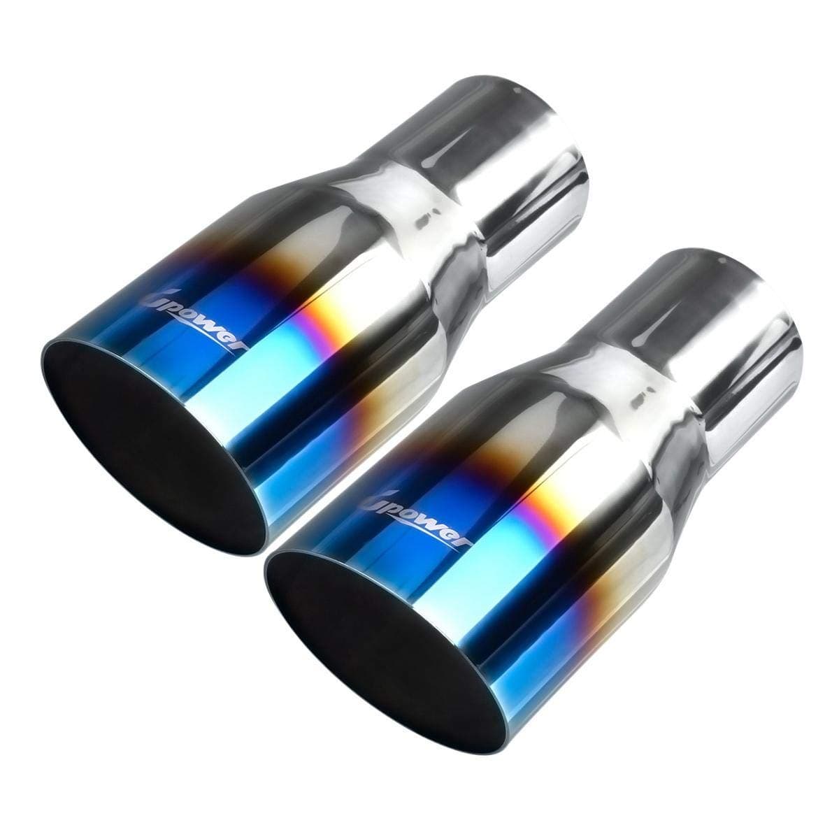Upower Pack of 2 Blue Burnt Exhaust Tip 2.5" Inlet 3.5" Outlet 7.75 long 304 Stainless Steel 2.5" to 3.5" Exhaust Tail Pipe Tips Weld On Single Slant Cut