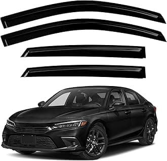 4PC Rain Guards for 2022-2025 Honda Civic Sedan Window Visors Deflectors Sun Shades Vent Tape On Out Channel