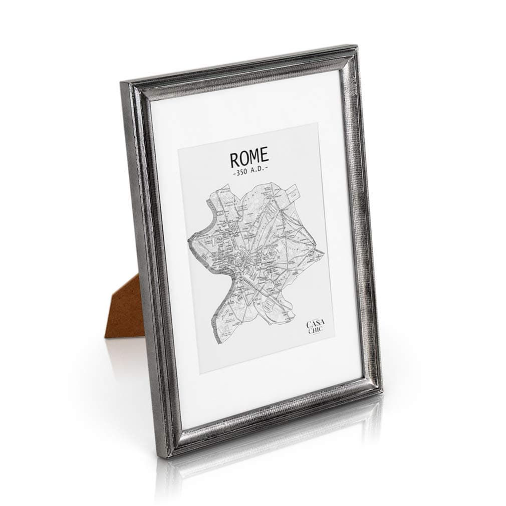 Solid Wood Shabby Chic Photo Frame A4 Frame Glass Front With Picture Mount for 8x6 inch Photo 1 Frame 2 Centimetre Edge Width Silver