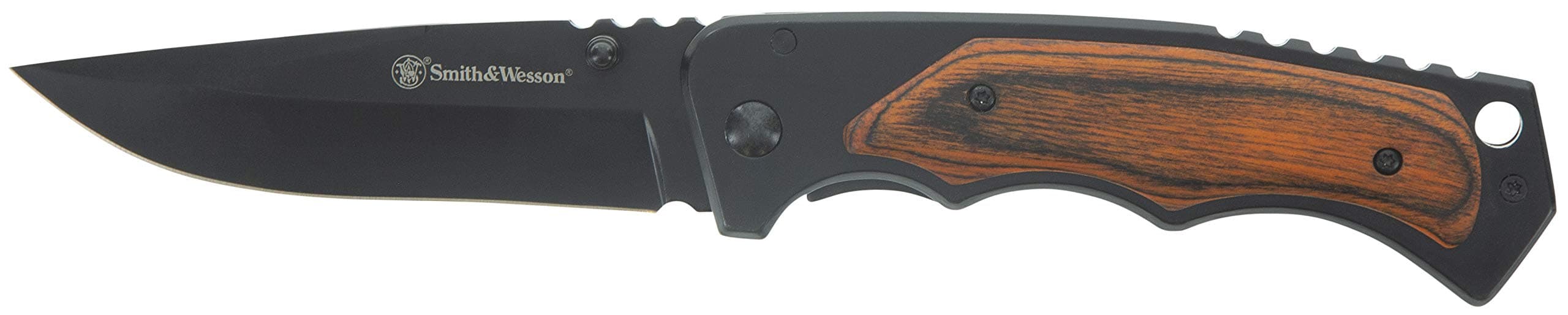 8.5in S.S. Folding Knife with 3.7in Drop Point Blade and S.S. and Real Wood Insert Handle for Outdoor