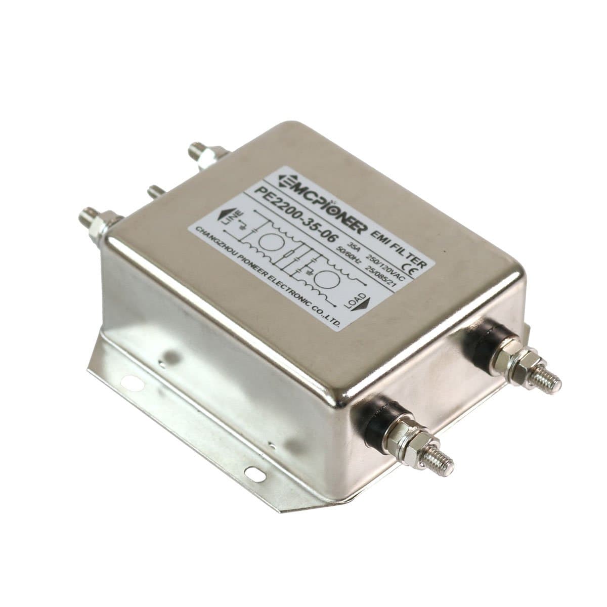 Noise Suppressor Power EMI Filter,AC 120/250V 35A PE2200-35-06