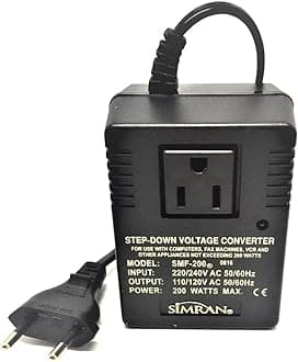Simran SMF-200 Deluxe 200 Watts Step Down Voltage Converter for International Travel to AC 220V/240V Countries, Ideal for Laptops, Cameras, iPhones, BlackBerry, iPods etc