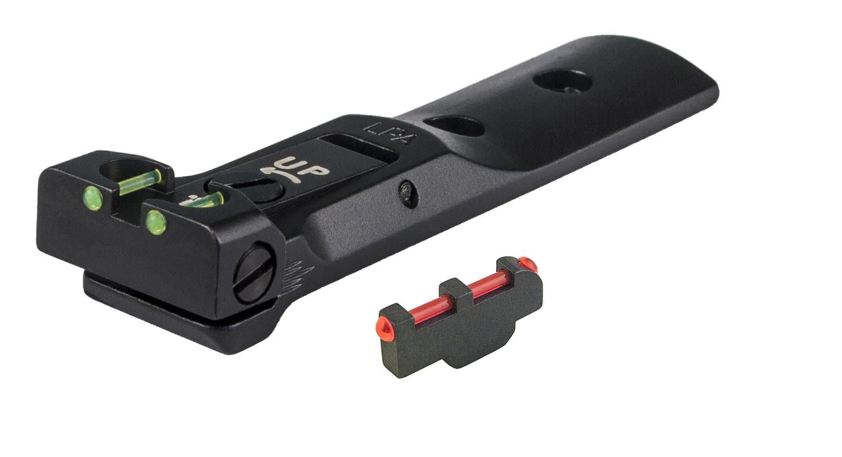 S&W Revolver, Fully Adjustable Fiber Optic Sight Set in Black Finish Body and Fiber Optic Target Blade. Pin on Front Sight