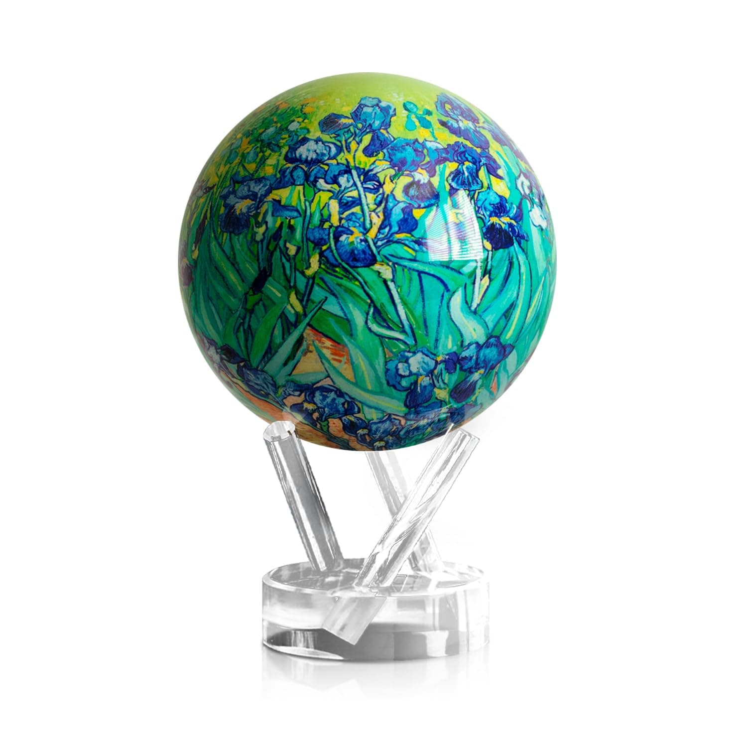MOVA Globe - Van Gogh Irises Classic (4.5") | Solar Rotating Globe Inspired by Famous Painting | Art Desk Décor | No Batteries or Wires