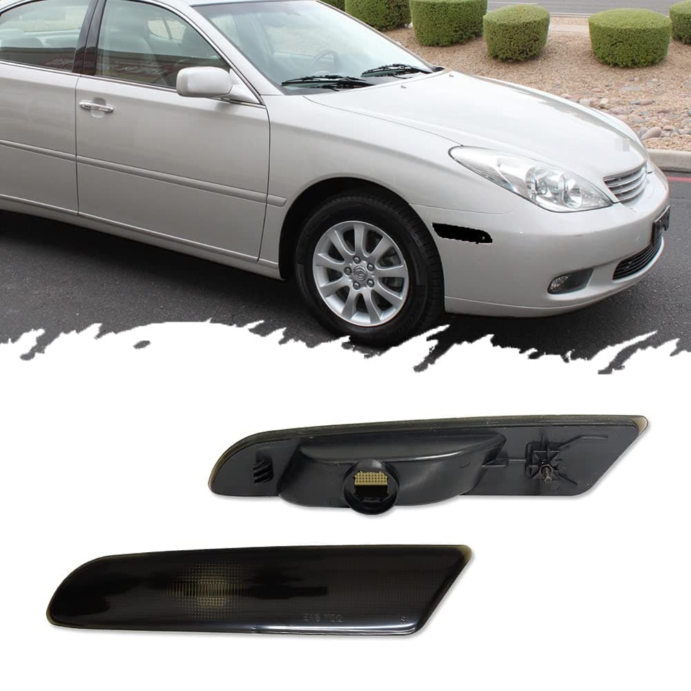 For 2002-2003 Lexus ES300, 2004-2006 L-exus ES330 Front Bumper Side marker Lights Housing 8173133021 8174133021, LX2532102 LX2533102 Smoked Lens