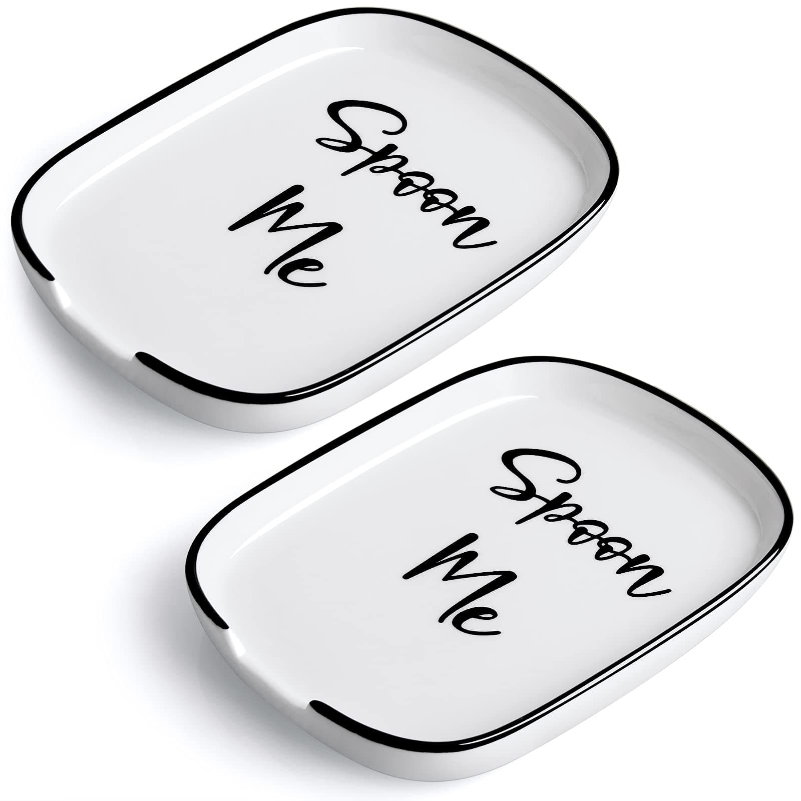 Ceramic Spoon Rest for Stove Top and Kitchen Counter, Large Holder, Coffee Rest, Heat-Resistant Cooking Utensil Rest, Modern Kitchen Decor, Set of 2