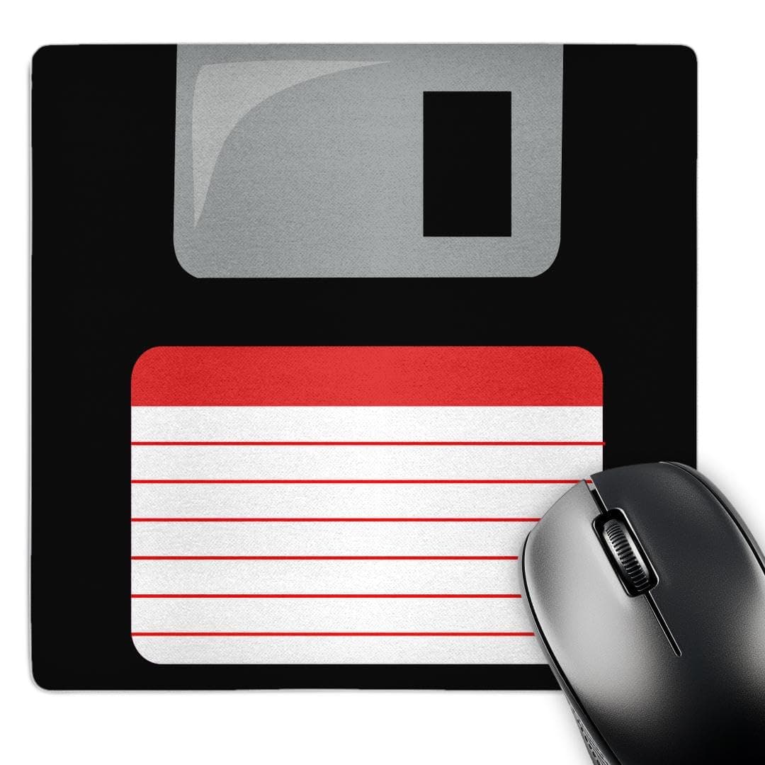 3Drose 8 X 8 X 0.25 Inches Mouse Pad Retro 90S Computer Black Floppy Disk Graphic Design with Red Label - 1990S - Ninties Computer Tech (mp_57457_1)