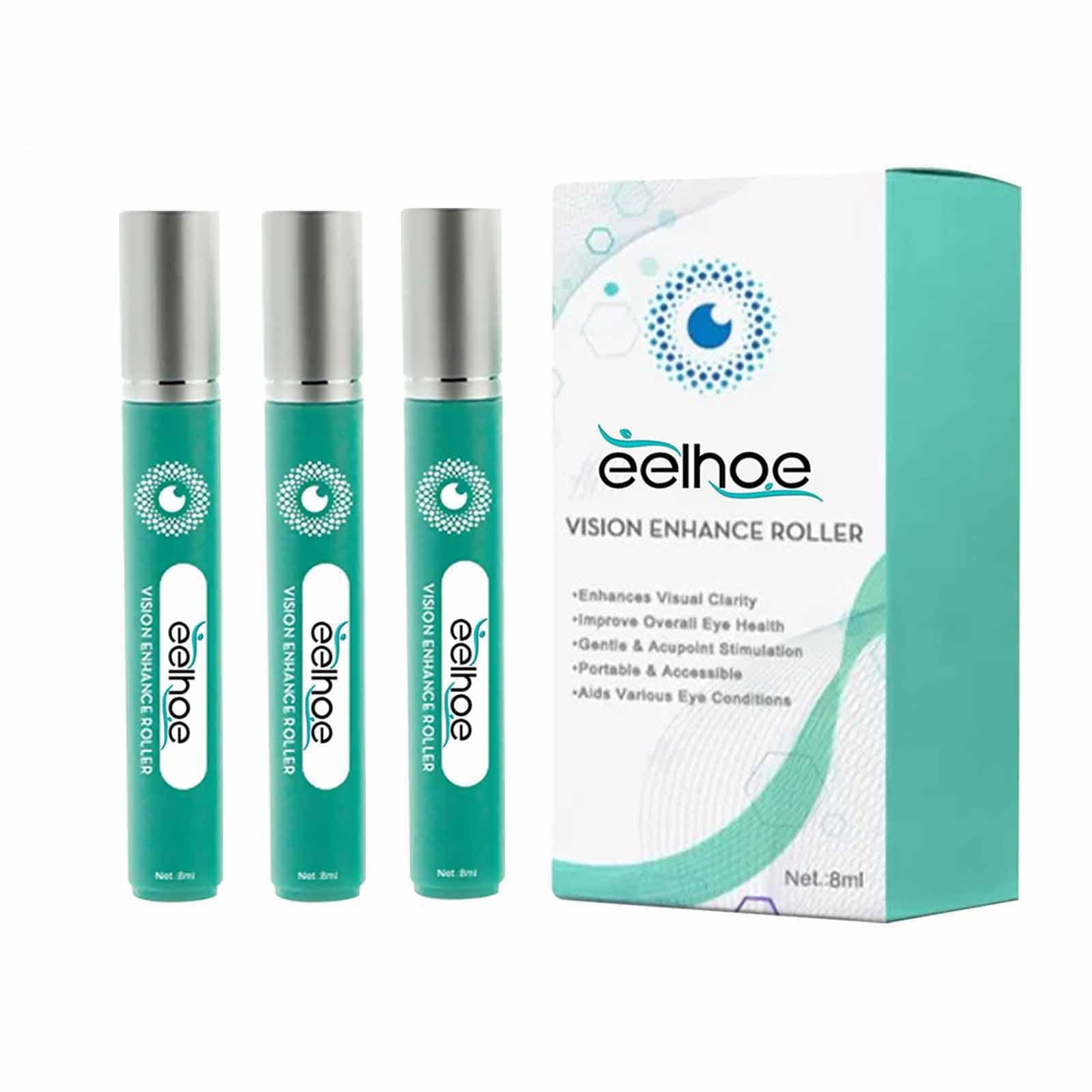3Pcs Vision Enhance Roller - Eye Roller Serum, Anti-Fatigue Vision Enhance Eye Roller, Roller for Face & Eye Puffiness Relief, Under Eye Roller, Natural Vision Enhancers, Eye Strain Relief