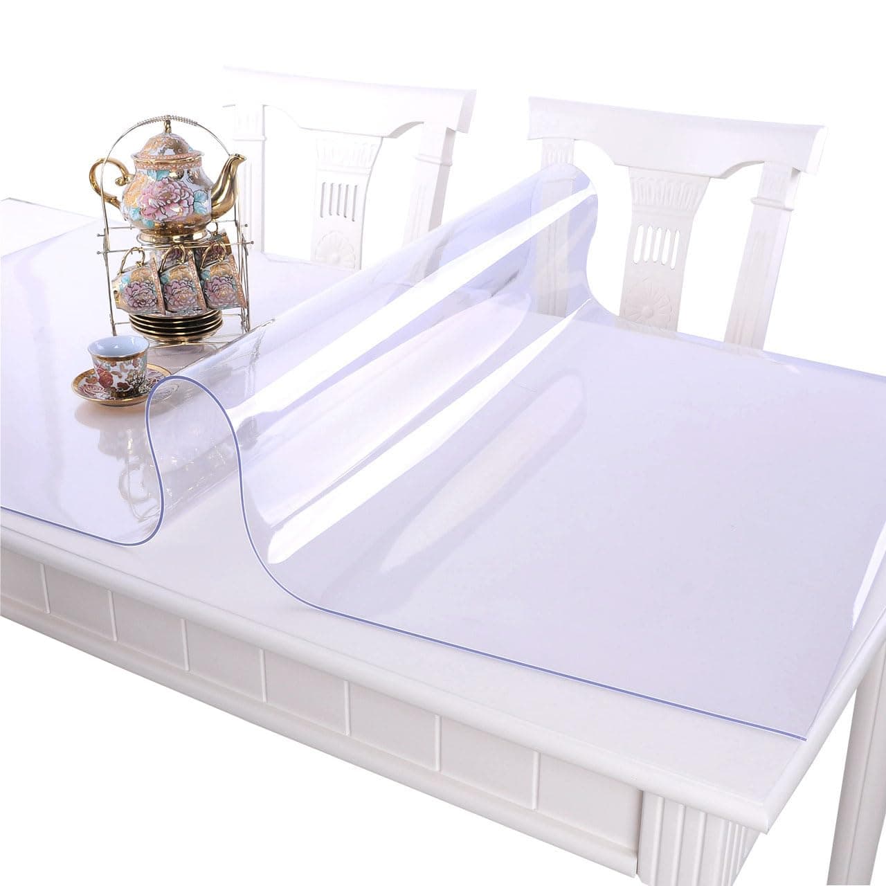 VITA FELICE ‌PVC Table Protector Clear Plastic Waterproof Table Cover for Dining Table, Heavy Duty Wipe Clean Transparent Mat,Tablecloth for Worktop Kitchen Restaurant Party Events (80x80cm)