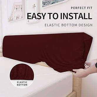 Easy-Going Stretch Bed Headboard Cover,Small Square Jacquard Headboard Slipcover, Dustproof Bed Head Cover for Bedroom (Full,Wine)