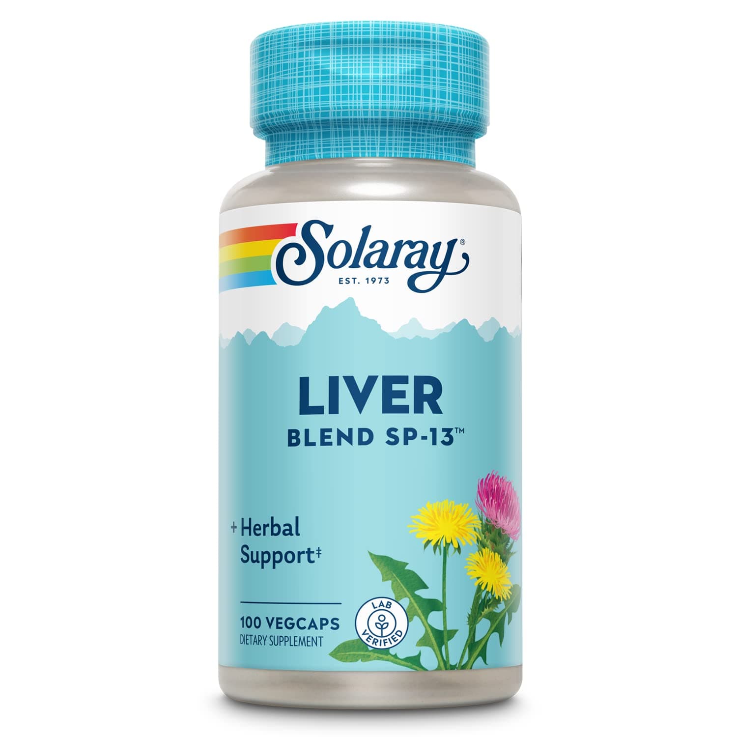 SOLARAY Liver Blend SP-13 - Traditional Herbal Support with Milk Thistle Extract, Dandelion Root, Burdock, Kelp, Peppermint and Trace Minerals - 60-Day Guarantee, 100 Servings, 100 VegCaps