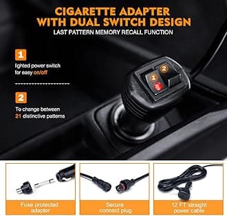 Xprite 31.5 Inch Amber LED Emergency Traffic Advisor Strobe Light Bar, 21 Flashing Patterns w/Suction Cup Mount, Windshield Deck Caution Warning Hazard Safety Lightbar for Construction Vehicles Trucks