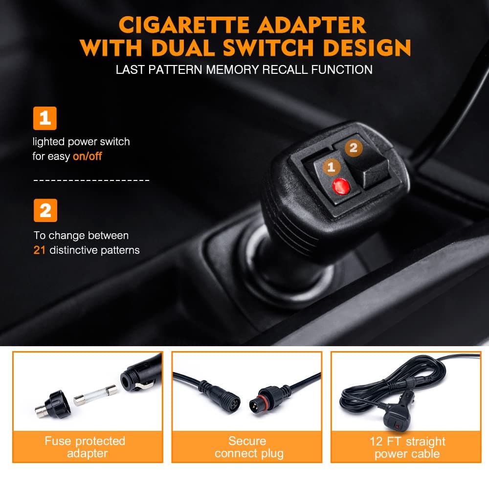 Xprite 31.5 Inch Amber LED Emergency Traffic Advisor Strobe Light Bar, 21 Flashing Patterns w/Suction Cup Mount, Windshield Deck Caution Warning Hazard Safety Lightbar for Construction Vehicles Trucks