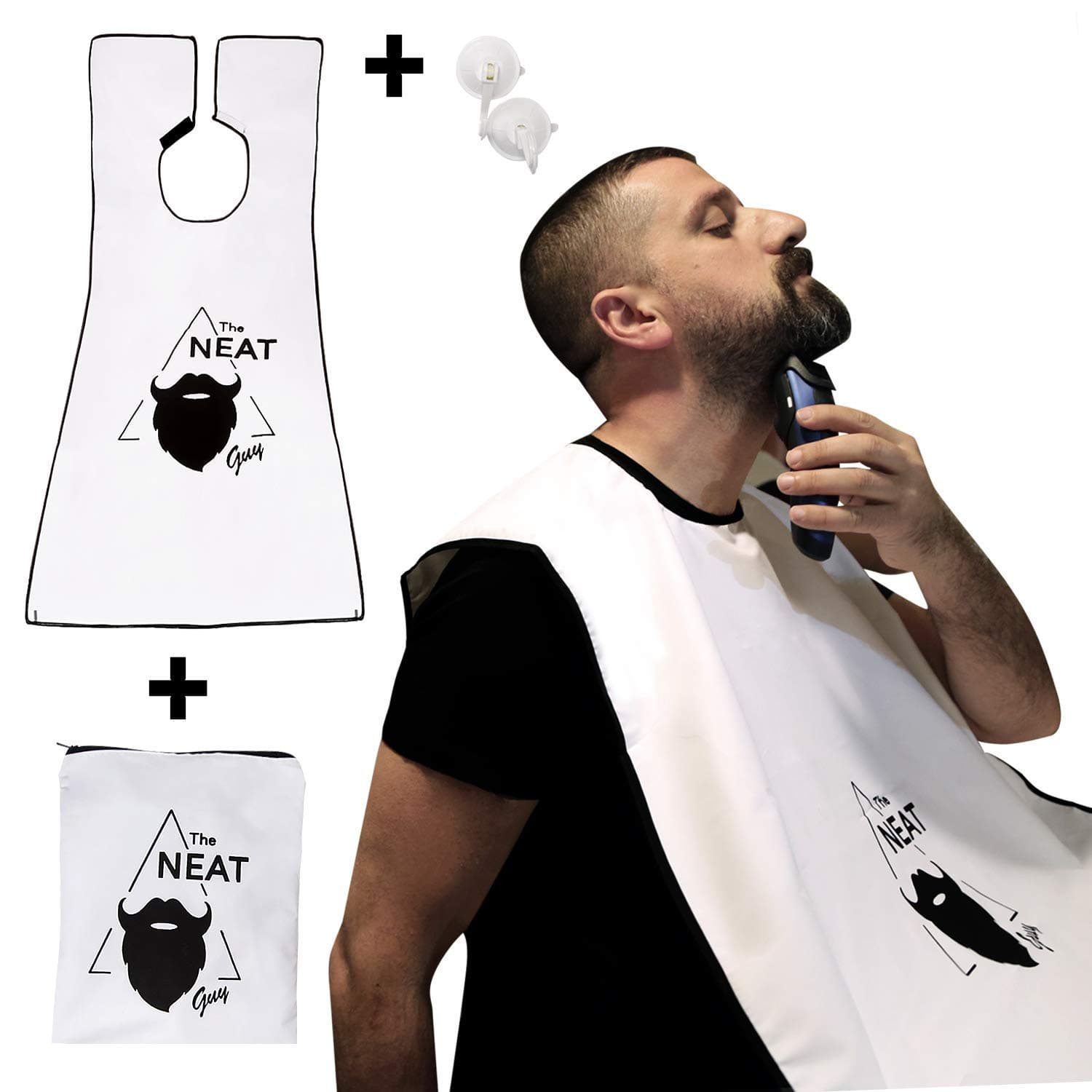 The Neat Guy Beard Apron / Bib for Mess-Free Shaving + Bag, What you Need for a Good, Clean Shave, The Perfect Gift