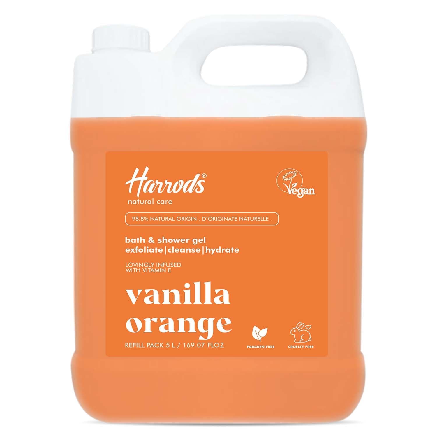 Vanilla Orange Body Wash Refill Pack 5L | Liquid Soap For Body Wash | Shower Gel Refill Pack | Moisturises Dry Skin | Gentle Skin Cleanser | 100% Natural Fresh