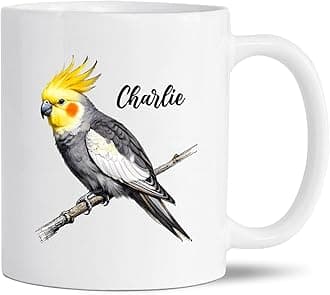 Personalized Coffee Mug Gifts For Cockatiel Lovers, Customized Name Cockatiel Bird White Ceramic Cup 11Oz 15Oz, Bird Enthusiast Mugs Gift, Parrot Travel Cups For Parrot Dad Mom, Cockatiels Mug