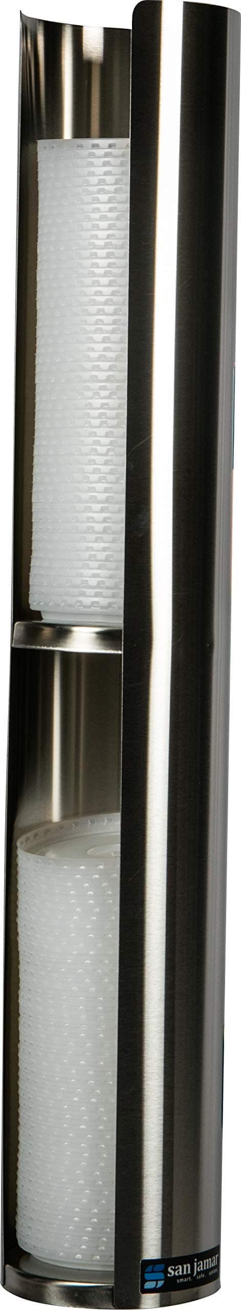 San Jamar Lid Dispenser Wall-Mounted, 12-24 Oz with Dual Lid Capacity for Res...