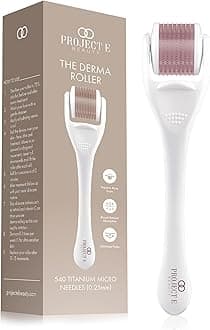 The Derma Roller by Project E Beauty | 540 Titanium Microneedle | 0.25mm Skincare Roller for Hair Growth, Face & Beard | Facial Roller | Anti-Aging | Reduce Scarring & Wrinkles