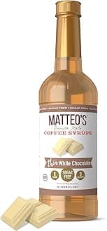 Matteo's White Chocolate Syrup for Coffee, Lattes, Cappuccinos & Desserts – Sugar-Free Sweetener for Beverages, Keto Friendly, Zero Calories, Indulgent Flavor, Non-Alcoholic, 33.8oz (1pk)
