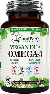 Algal Oil - Vegan DHA Omega 3 Fish Oil Supplements - Brain Booster,Joint Supplement & Prenatal Vitamin -Provides Healthy Heart & Immune Support - Burpless Algae Supplement - 60 Mini Fish Oil Softgels