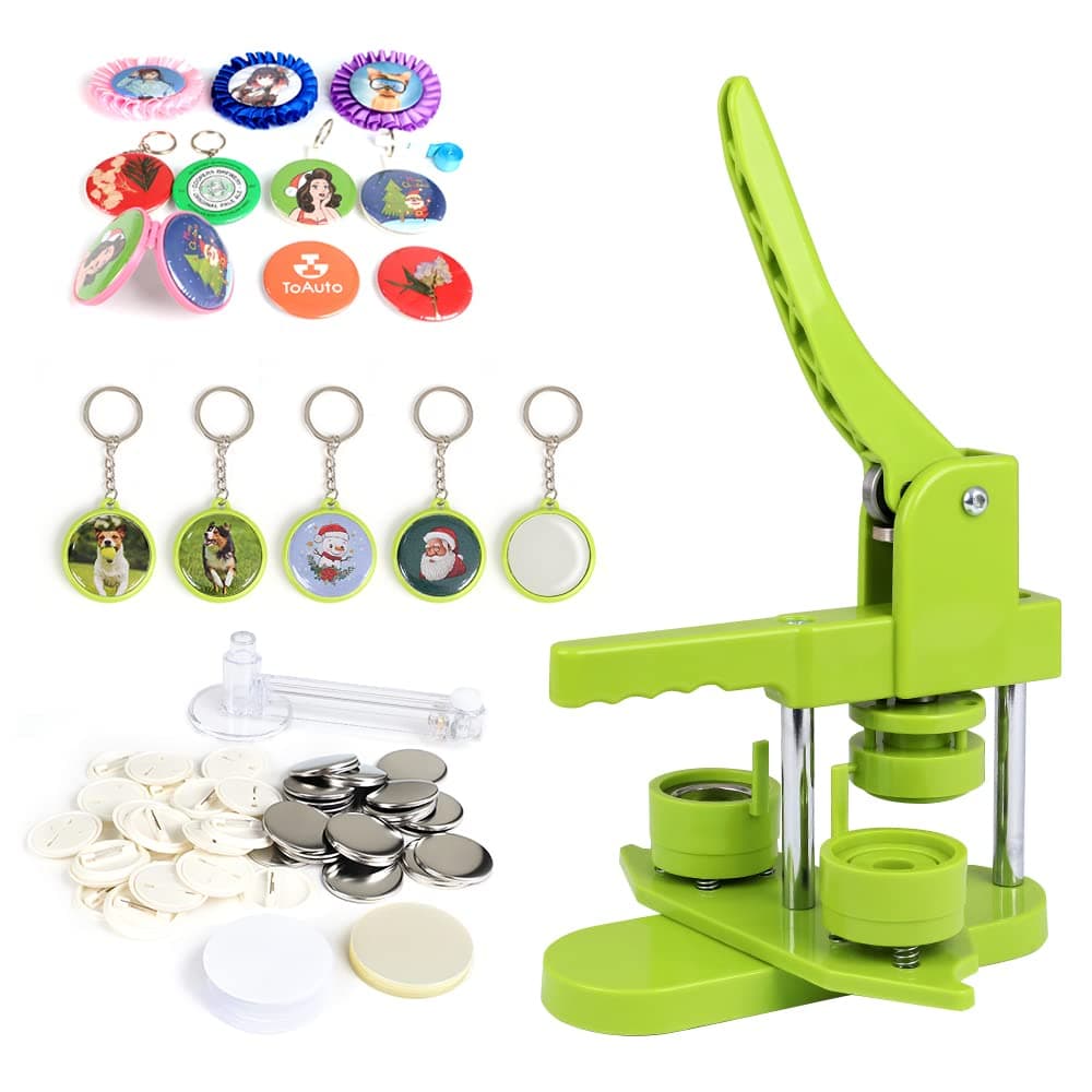 Button Maker Machine Installation-Free 37mm 1.5 Inch Upgrade Badge Maker Pin Maker Press Machine with High Quality 105pcs Free Button Parts, Circle Cutter (37mm 1.5inch)