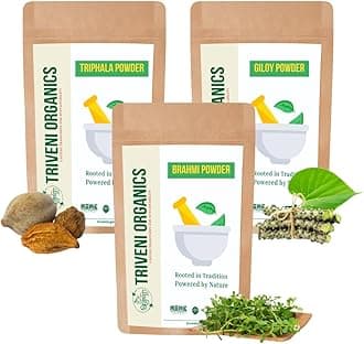 Triveni Organics Senior Wellness Combo 300g | Organic Triphala, Giloy & Brahmi Powder | Herbal Supplement for Immunity Booster, Vitality, Brain Health & Digestion | Ayurvedic Support for Adults & Seniors