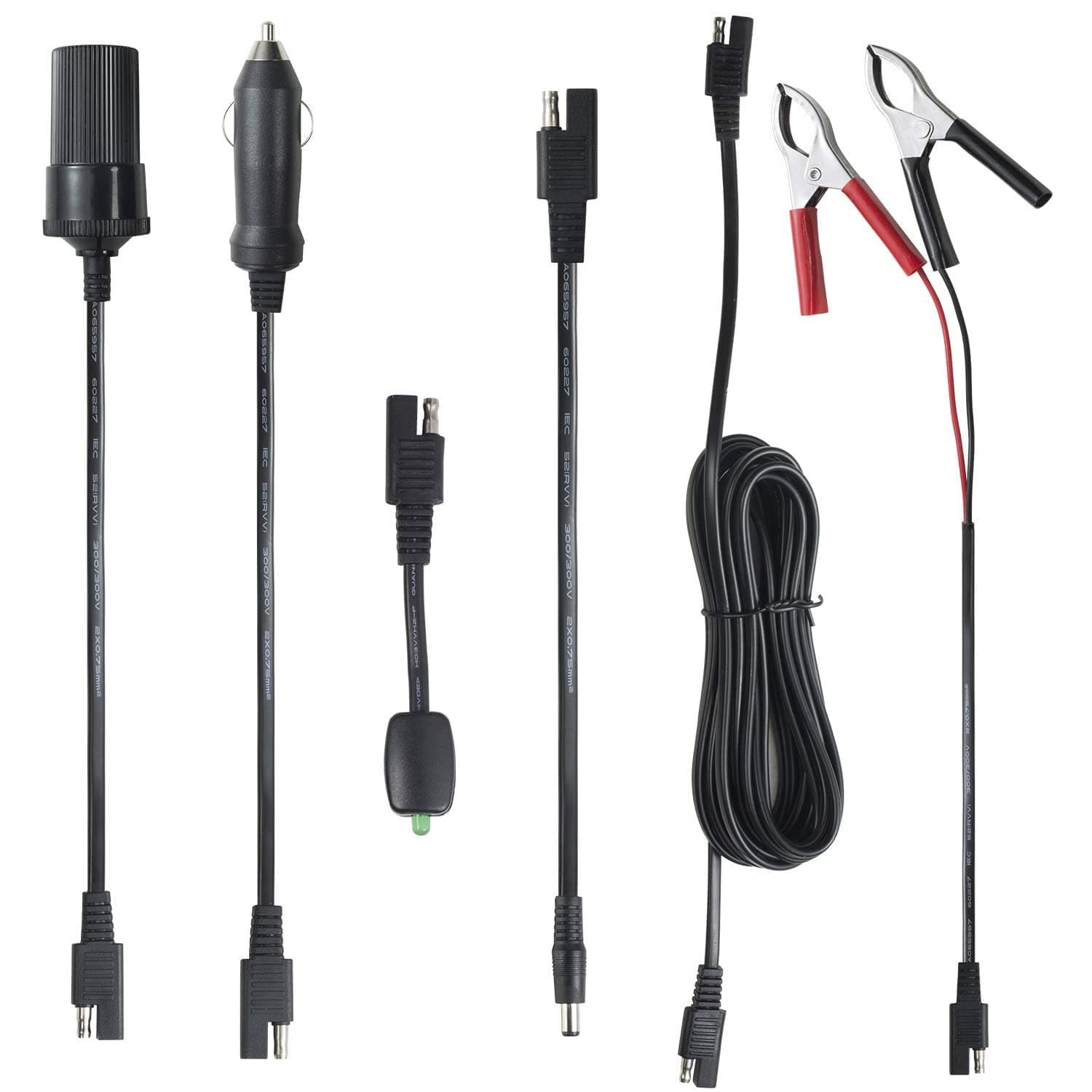 Sunway Solar 16FT Battery Charger Extension Cable Adapter SAE Connectors Quick Connect with Battery Clamps For 12V Trickle Charger And Maintainer, 12Volt Solar Panel Power System Kit