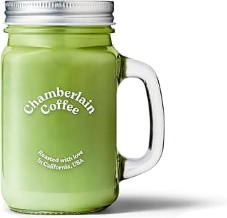 Chamberlain Coffee Cold Brew Mason Jar - 16 Oz for Iced Coffee & Matcha - Square Drinking Glass With Handle - Mug