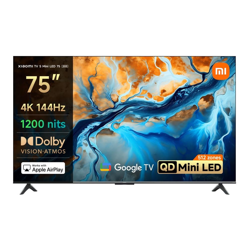 Xiaomi TV S Mini LED 75" 2025 | Bright 4K QD-MiniLED display with accurate color | 144Hz refresh rate | Premium metal finish with ultra slim-bezel design | Powerful AI engine for image enhancement